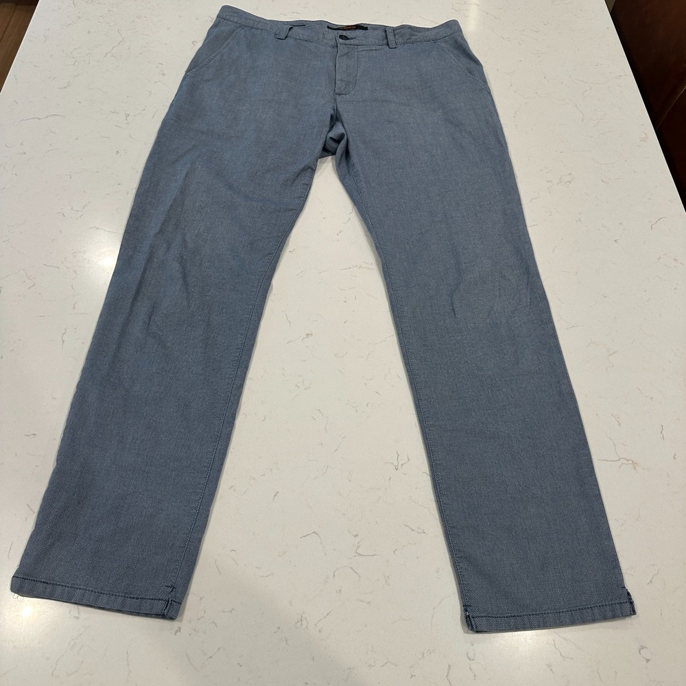 Alberto Lou J Men Pants 34x32 Blue Smart Cotton Stretch Regular Fit Chino 5987
